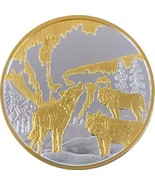 Alaska Mint Northern Lights Wolves Medallion Silver Gold Medallion Proof... - £117.19 GBP