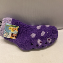 Disney Fairies Cozy Slipper Socks Shoe Size 4-6 Grip Purple - $7.98