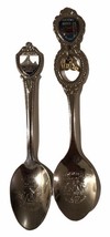 Mackinac Bridge Michigan Souvenir Spoons Set Of 2 With Hanging Bridge Charm - $150.74 MXN