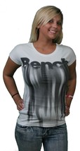 Bench UK Morph Tee Off White Cream Melting Black Logo Graphic Short Sleeve Shirt - £11.83 GBP