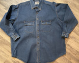 Wrangler Industrial Power Denim Shirt XXL  Pocket Jean Starched Button Down - $30.95