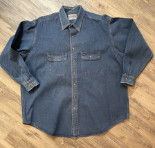 Wrangler Industrial Power Denim Shirt XXL  Pocket Jean Starched Button Down - £24.74 GBP