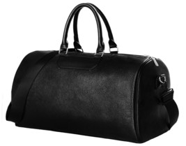 Unisex Faux Leather Black Weekender Duffle Travel Bag (Waterproof, Carry On) - £22.20 GBP