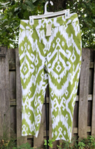 Chico&#39;s So Slimming Crop Pants WOMEN&#39;S Size 2 Large 12 Green White NEW Chicos - $39.89