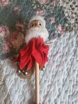 Wooden Handled Santa Christmas Jester With Bells and Santa Sack - £4.81 GBP