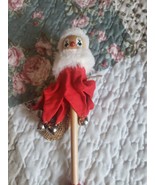 Wooden Handled Santa Christmas Jester With Bells and Santa Sack - $5.93