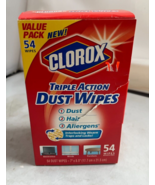 Clorox Triple Action Dust Wipes Allergens Hair 54 Ct Value Pack Disconti... - £35.46 GBP