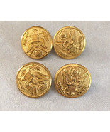 Lot of 4 Vintage Waterbury US Military Round Brass Metal Shank Buttons 2... - £39.83 GBP