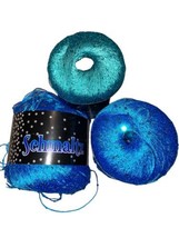 Lot Of 3 Knitting Fever Schmaltz Yarn Blue Sequins Holiday Carrier Lace - £13.05 GBP