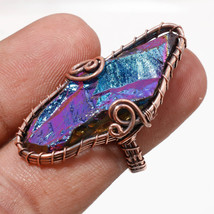 Purple Slice Rough Drusy Gemstone Copper Wire Wrap Ring Jewelry 7.25&quot; SA 425 - £5.16 GBP
