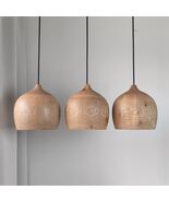 Set of 3 handmade wooden pendant lights, uniquely shaped lamps for dinin... - $450.00