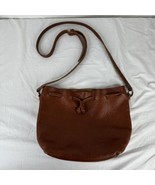 Portland Leather Goods Brown pebbled leather Small bucket bag Crossbody ... - £74.00 GBP