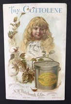 N.K. Fairbank &amp; Co. Chicago Cottolene Trade Card Little Girl &amp; Pail Reci... - £11.85 GBP