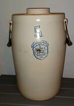Antique Stoneware 5 Gallon Acorn Huntington, Indiana Butter Churn Lid &amp; ... - $461.49 CAD