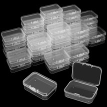 48 Packs Clear Small Plastic Containers Transparent Storage Box with Hin... - £29.07 GBP