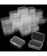 48 Packs Clear Small Plastic Containers Transparent Storage Box with Hin... - £29.14 GBP