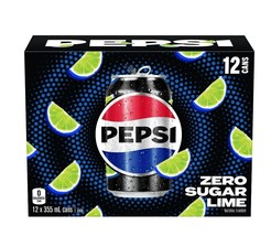 12 Cans Of Pepsi Lime Soft Drink Zero Sugar 355ml / 12 fl oz Each - $34.83