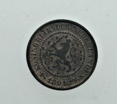 1891 Netherlands 1/2 cent Coin in AU Condition KM #109 Bronze - £41.88 GBP