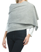 NEW DEANNE &amp; WHITE  GRAY LARGE 100% CASHMERE TRAVEL WRAP BLANKET - £157.22 GBP