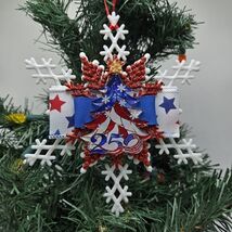 NWT OOAK United States 250th Anniversary Ornament Snowflake USA Patrioti... - $15.00