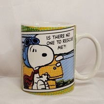 Peanuts Snoopy Flying Ace Comic Coffee Mug Cup &quot;Is There No One To Rescue Me?!&quot; - £10.27 GBP