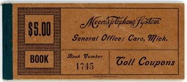 Moore&#39;s Telephone system  Caro Mich toll coupon book 5,10 25 cent complete - $19.99