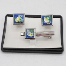 Vintage Lotus Cuff Links and Tie Clasp Set - £19.45 GBP