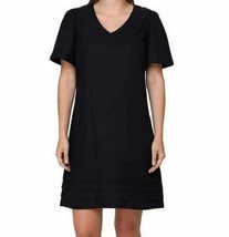 Nicole Miller Women&#39;s Size Large Linen Blend Short Sleeve Black Dress NWT - £10.57 GBP