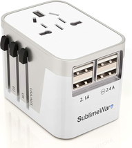 Power Plug Adapter - 4 USB Ports Wall Charger - Fast Charging Adapter for 150 Co - £37.96 GBP