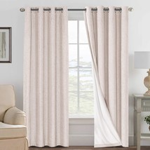 H.Versailtex Blackout Curtains, Linen 100% Black Out Curtains, 2 Panels, Natural - £38.60 GBP