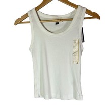 Universal Thread Women’s Ribbed Shirt Scoop Neck Color White Tank Top Size Small - £6.06 GBP