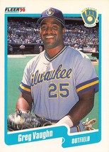 1990 Fleer #339 Greg Vaughn RC Rookie Card Milwaukee Brewers ⚾ - £0.69 GBP