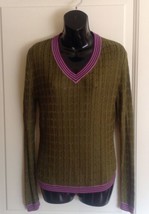 NWOT Missoni for Target Forest Green High Twist 100% Rayon V Neck Sweater SZ L - £45.94 GBP