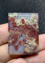 Natural Java Moss Agate Rectangle Cabochon 31x23x5mm - £44.20 GBP