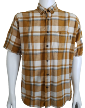 Woolrich Plaid Shirt Mens XL Nutmeg Cotton Blend Retro Short Sleeve Button Down - £11.61 GBP