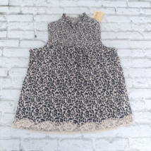 Rewind Blouse Womens Small Beige Animal Print Sleeveless Smocked Lace Top Boho - £15.98 GBP