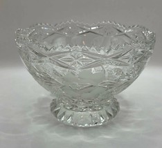 Vintage Crystal Clear Industries Footed Bowl Rose Pattern Sawtooth Edge - £15.59 GBP