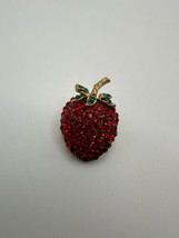 Vintage 1.25&quot; Rhinestone Strawberry Brooch - £23.35 GBP