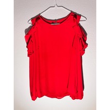 Byer California Women&#39;s Red Cold-Shoulder Ruffle Blouse - Size M - $14.85