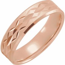 Authenticity Guarantee 
14k Rose Gold 6MM Satin and Polished Finish Design Band - £821.28 GBP+