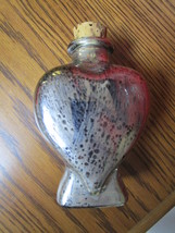 Perfume vintage bottle, with cork, silver painted, heart shaped[perf] - £36.17 GBP