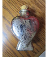 Perfume vintage bottle, with cork, silver painted, heart shaped[perf] - $733.66 MXN
