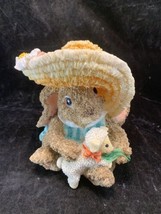 Vintage Easter Bunny Resin Figurine Easter Bunny With Lamb Easter Hat Textured - £7.89 GBP