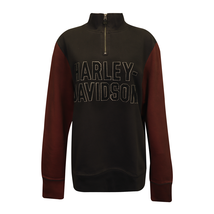 Harley-Davidson Men&#39;s Sweatshirt Black Maroon Raglan Text 1/4 Zip L/S (S07) - £28.04 GBP