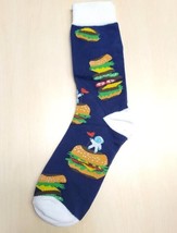 Navy Blue Cheeseburger Astronaut Socks Novelty Unisex 6-12 Crazy Fun SF117 - £6.26 GBP