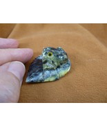 (Y-FRO-174) little green Serpentine Frog on LEAF Gem gemstone FIGURINE Peru - $12.19
