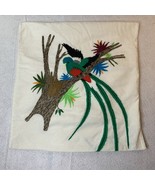 Embroidered Colorful Bird Throw Pillow Cover 17&quot;x16&quot; Linen - €14,44 EUR