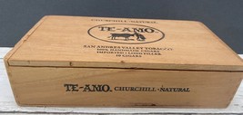 Vintage Mexican Te-Amo Churchill Natural Cigar Box Wood Wooden Hinged Box  - £15.50 GBP