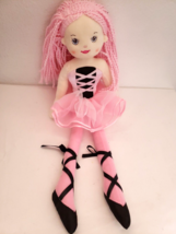 Ganz Ballerina Plush Doll Pink Black Soft Body Tutu Yarn Hair - £19.77 GBP