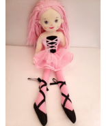 Ganz Ballerina Plush Doll Pink Black Soft Body Tutu Yarn Hair - £19.45 GBP